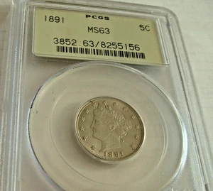 1891 Liberty Nickel  PCGS MS63 OLD HOLDER - Picture 1 of 3