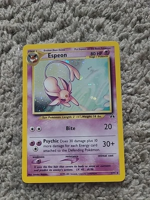 Espeon Pokémon Juego de Cartas Coleccionables Neo Discovery Holo Carta Rara 1/75 Estado Casi Nuevo Foto 1 de 4