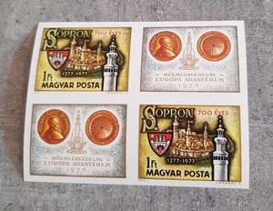 HUNGARY-MAGYAR POSTA-ANNIVERSARY SOPRON -1977-BLOCK IMPERFORED MNH - Picture 1 of 2