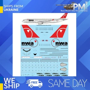 26 Decalcomanie 144-659 1/144 Northwest Airlines Airbus A330-300 decalcomania laser - Foto 1 di 2