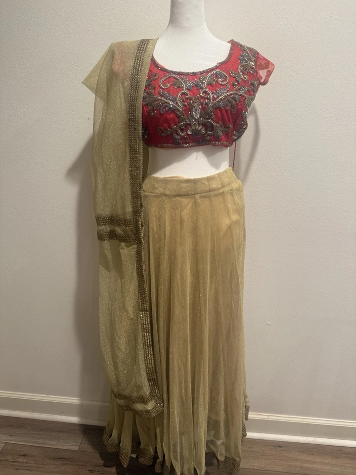 Indian Style Silk Lenhga Choli with Dupatta young adults/ youth  Party Wear - Image 1 of 2