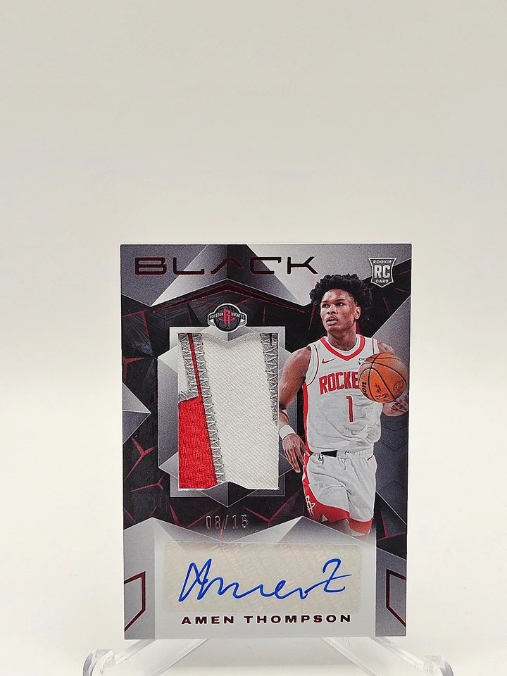 2023-24 Panini Black RPA Amen Thompson #RJA-AM (RC) Ruby /15 * - Image 1 of 2