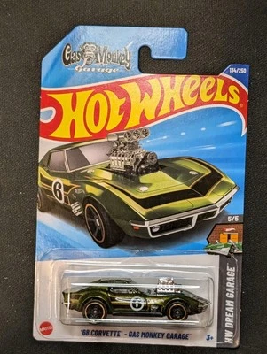 Corvette #134/250 HW Dream Garage #5 Hot Wheels 2025 Gas Monkey Garage verde '68 Foto 1 de 2