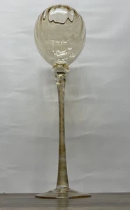 Hand Blown Venetian Murano Style Art Glass Goblet Vase 20" Gold Fleck Champagne - Picture 1 of 10