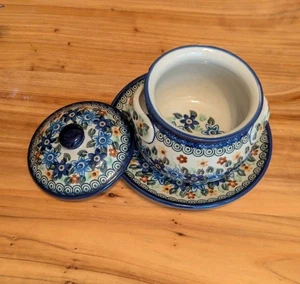 Vintage Unikat Seifenblasendose Deckel Unterteller Blumenmuster Handmade in Poland - Bild 1 von 16