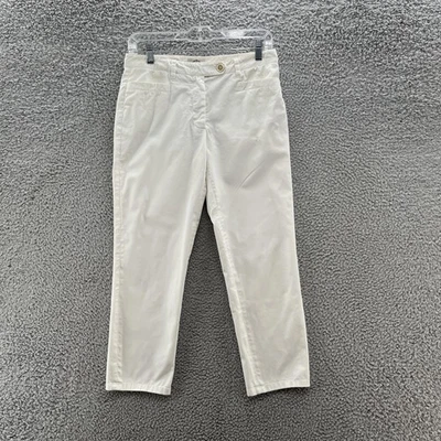 Prada Milano Pants Womens 26 White Tapered Twill Logo Cropped Ankle Chino Italy - Image 1 of 4