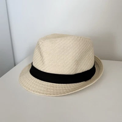 Шляпа-федора мужская классическая Levi's с плоскими полями соломенная черная с хлопковым ремешком размер S/M - Изображение 1 из 4