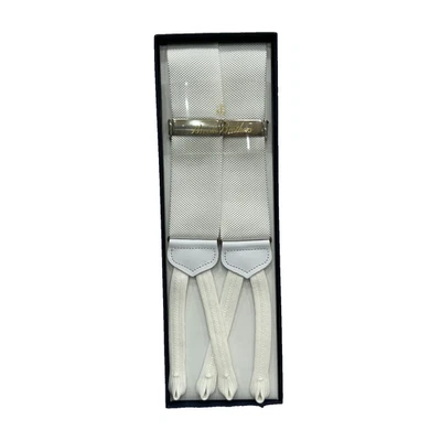 NEW Brooks Brothers Men's Braces White Leather Adjustable Suspenders One Size - Image 1 of 4