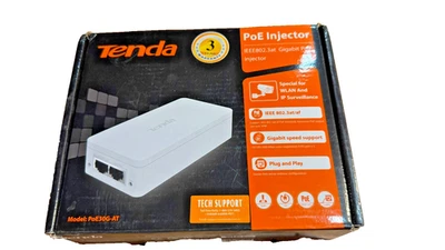 Tenda POE30G-AT IEEE802.3at Gigabit PoE Injector 30W Power Over Ethernet Adapter - Image 1 of 3