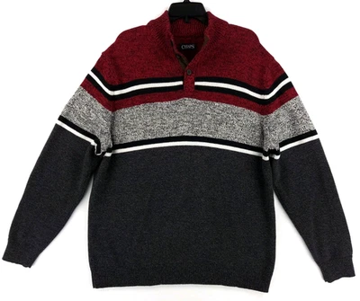 Suéter CHAPS Para Hombres Talla XXL Algodón Botón Cuello Simulado Rojo Negro Blanco Preppy Cabincore Foto 1 de 4
