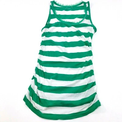 Camiseta sin mangas Carlson para mujer talla S verde blanco pestañas flecos rayas camisa modal Foto 1 de 4