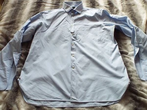' Jaeger double cuffed shirt in blue striped 100% cotton Size 17.5 Good Conditio - Picture 1 of 6