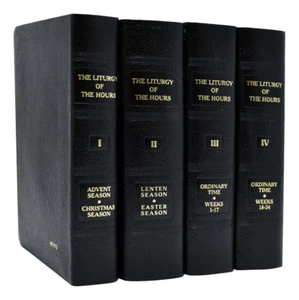 Liturgy Of The Hours (Set Of 4) Black leather bound with gold edge - Picture 1 of 4
