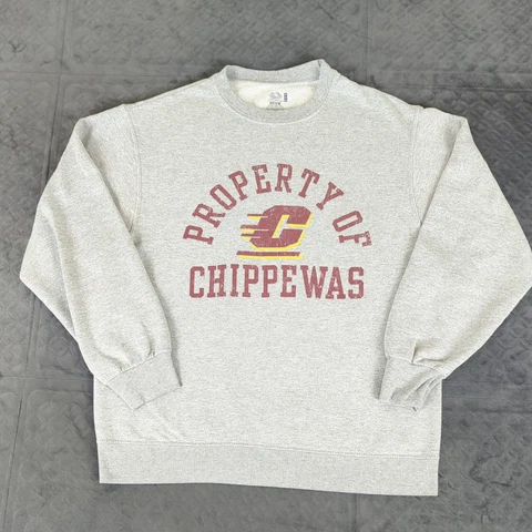 Central Michigan Chippewas Sweatshirt Crew Neck Long Sleeve Gray Women Medium Cover