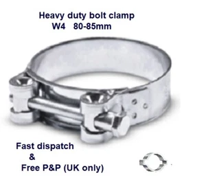 Heavy duty bolt clamps W4 (304 grade stainless steel) 80-85mm - Picture 1 of 12