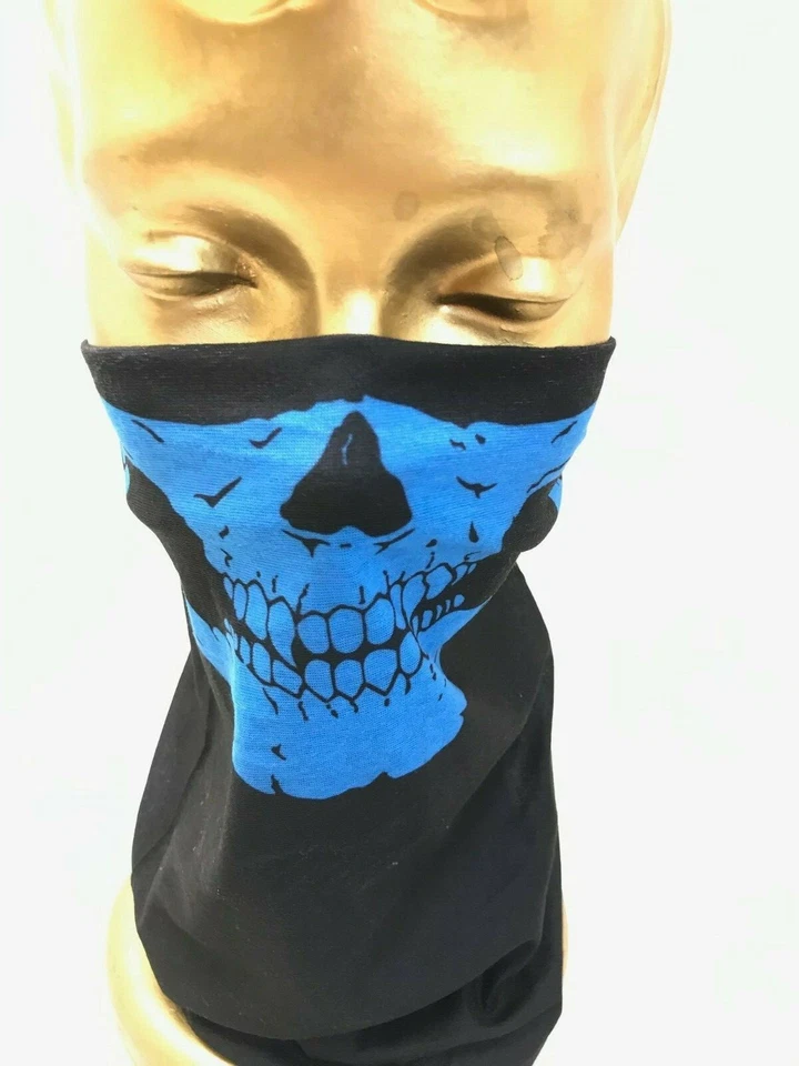 Bandana Head Wear Calavera Negra y Azul Cubierta Facial Pañuelo Accesorio para el Cabello  Foto 1 de 4
