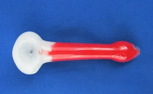 NEW Art Glass Hand Blown Tobacco Smoking Pipe Red/White - Picture 1 of 4