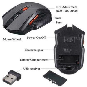 Funk Maus Gaming Kabellos Wireless Mouse für PC Laptop Blau Rot Schwarz New~ - Bild 1 von 15
