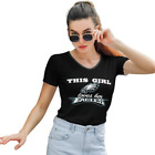 This Girl Loves Her Philadelphia Eagles Women's V-neck T-shirt Slim Fit Tops