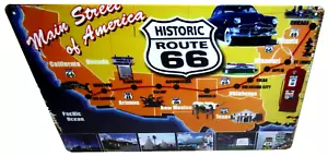 INSEGNA LATTA VINTAGE 8" X 12" ~ STORICA ROUTE 66 ~MAIN STREET OF AMERICA - Foto 1 di 2