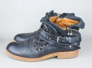 A.S.98 Airstep 40 Biker Style Flat Leather Boots Women Black Boho Hippie US9 UK7 - Imagen 1 de 21