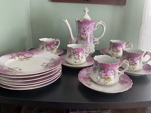Vtg LEFTON Heavenly Rose Coffee/Teapot Cups/Saucers 7” Plates 18 PCS!! MINT!! - Picture 1 of 24