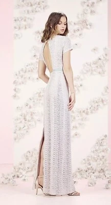 Maxi Vestido LC Lauren Conrad Colección Pasarela Espalda Abierta Ojales Encaje Columna | 10  Foto 1 de 4