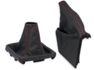 FOR SUBARU IMPREZA 3 GH 08-14 GEAR SHIFT BOOT + HANDBRAKE GAITER LEATHER s. RED - Picture 1 of 5