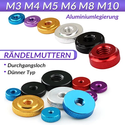 Rändelmutter Mutter Durchgangsloch Rändelmuttern Alu werkzeugfrei M3/4/5/6/8/10 - Bild 1 von 4