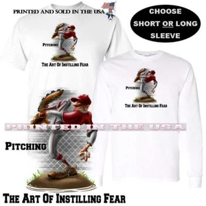 Camiseta personalizada para lanzador de béisbol arte de infundir miedo arte de dibujos animados - Imagen 1 de 4
