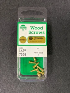 (12-pc) #4 x 1/2" Slotted Flat Head Wood Screws Brass - Picture 1 of 1