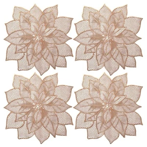 Flower Design Soft Leather Table Placemats, Set of 4 Copper AU - Picture 1 of 3
