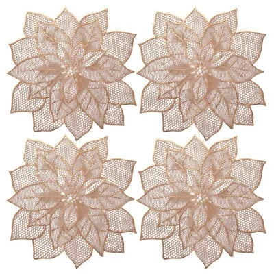 Flower Design Soft Leather Table Placemats, Set of 4 Copper AU - Image 1 of 3