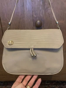 Vintage Mark Cross Collection Shoulder Purse Beige Genuine Italian Leather - Picture 1 of 16