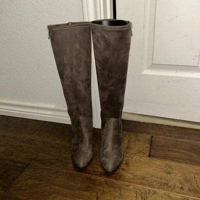 Botas altas deportivas Anne Klein Akelek, color topo, gamuza sintética, tacón alto, cremallera, talla: 7 m Foto 1 de 4