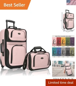 Rio Fabric Expandable Carry-On Luggage Set - Pink 21" Suitcase & Tote - Picture 1 of 11