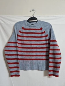 Whistles Grey Red Striped Jumper Womens Small Wool Mix Knitwear - Picture 1 of 17