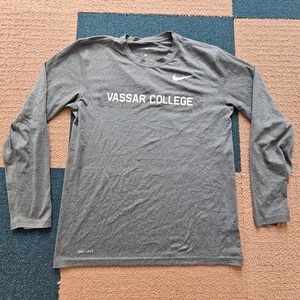 Vassar College Brewers Dri Fit Nike Long Sleeve Adult T-Shirt Medium Gray X7a - Picture 1 of 9