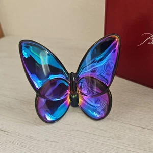 Baccarat Lucky Butterfly Scarab Blue Butterfly Figurine Art Glass Crystal Japan - Picture 1 of 12