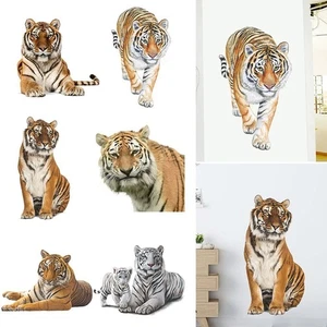 Self-Adhesive 3D Tiger Wall Sticker DIY Mural Art Gift Vivid Tiger Decals - Picture 1 of 17