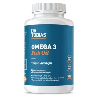 Aceite de pescado Dr. Tobias Omega 3, 2000 mg triple fuerza con 800 mg EPA 600 mg DHA por Foto 1 de 4