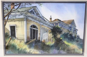 Yvonne Johnson 1986 Aquarell Gemälde Hieronymus Arizona Häuser Regionalismus - Bild 1 von 15