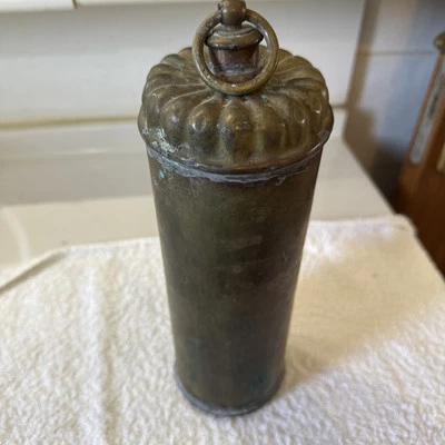 Ancienne Bouillotte En Laiton - Vintage - Hauteur : 28-30cm Ø9-10cm - Photo 1/3