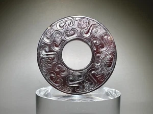 Rare Warring States Period 战国时期 Old Jade Carved "红沁玉璧" "Bi" Pendant L 4.3 cm - Picture 1 of 24