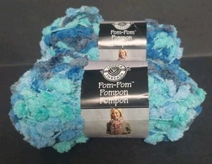 Loops & Threads Pom-Pom Yarn BLUE SKIES - (2) SKEINS - 46 Yards - LOT 8841 - Picture 1 of 6