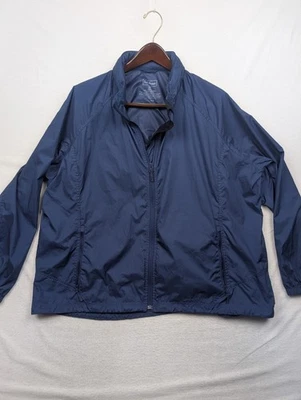 LL Bean куртка женщин 3XL туризм тропа синий дождь ветровка воротник капюшон - Изображение 1 из 4