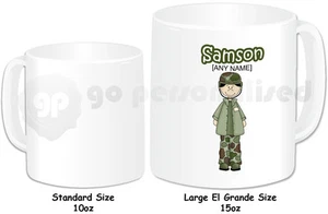 Taza El Grande Grande Personalizada 15 OZ - Diseño de Soldado - Cualquier Nombre - Imagen 1 de 1