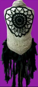 Handmade Crochet mandala duster. Lace, hippy Boho sleeveless Jacket Vest - Picture 1 of 6