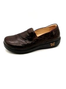 Alegria Loafers Womens KEL-275 Brown EUR 40 Clog Shoe Leather Floral Stretch - Picture 1 of 10