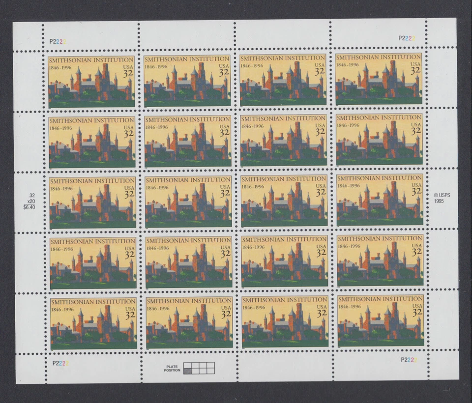 US #3059 Smithsonian Institution 32c Complete Sheet of 20 Mint Never Hinged - Image 1 of 1